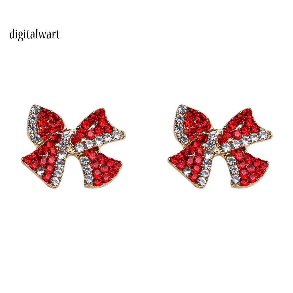 Kỹ Thuật Số| 1 Đôi Bông Tai Hình Nơ Đính Đá Ngọt Ngào Lâu Trôi