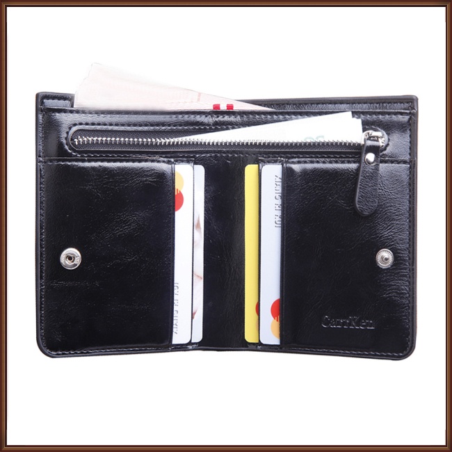 Ví Da Pu Dáng Ngắn Đựng Thẻ / Tiền Xu Có Khóa Kéo Kiểu Retro Cá Tính Cho Nam