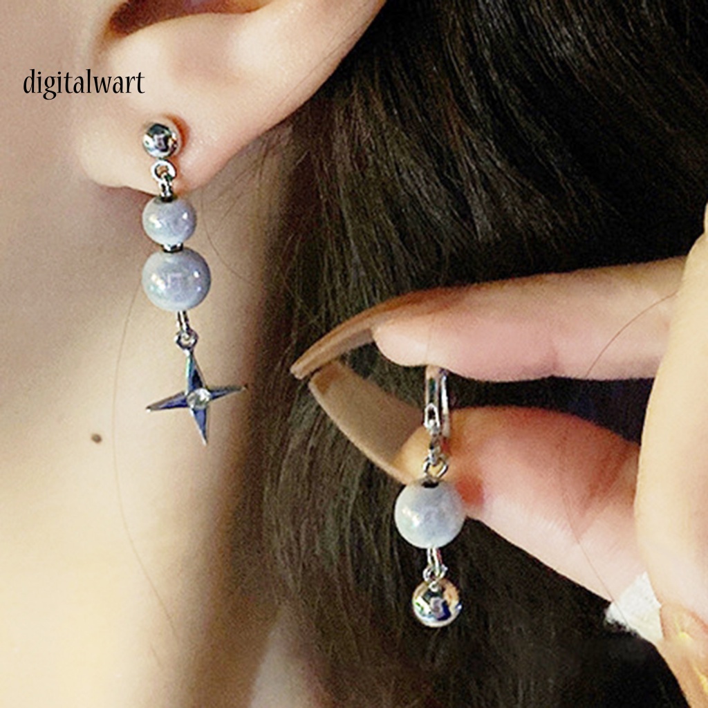 Kỹ Thuật Số| 1 Đôi Bông Tai Xỏ Lỗ Bất Đối Xứng Màu Sáng Thời Trang Dành Cho Nữ