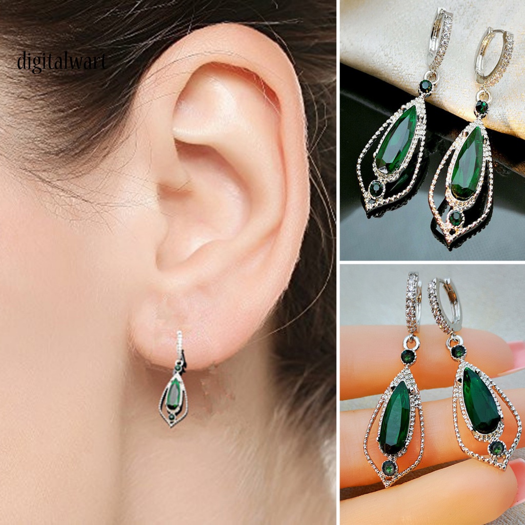 Kỹ Thuật Số| 1 Đôi Bông Tai Hình Giọt Nước Rỗng Đính Đá Zircon Hình Giọt Nước Thời Trang Dự Tiệc