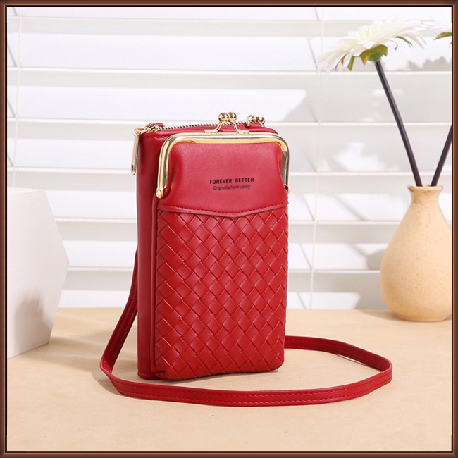 Túi Đeo Chéo Đựng Điện Thoại Màu Trơn Cỡ Lớn Thời Trang Cho Nữ Ví