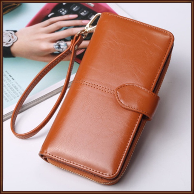 Ví Da Pu Màu Trơn Dáng Dài Đa Năng Thời Trang Cho Nữ