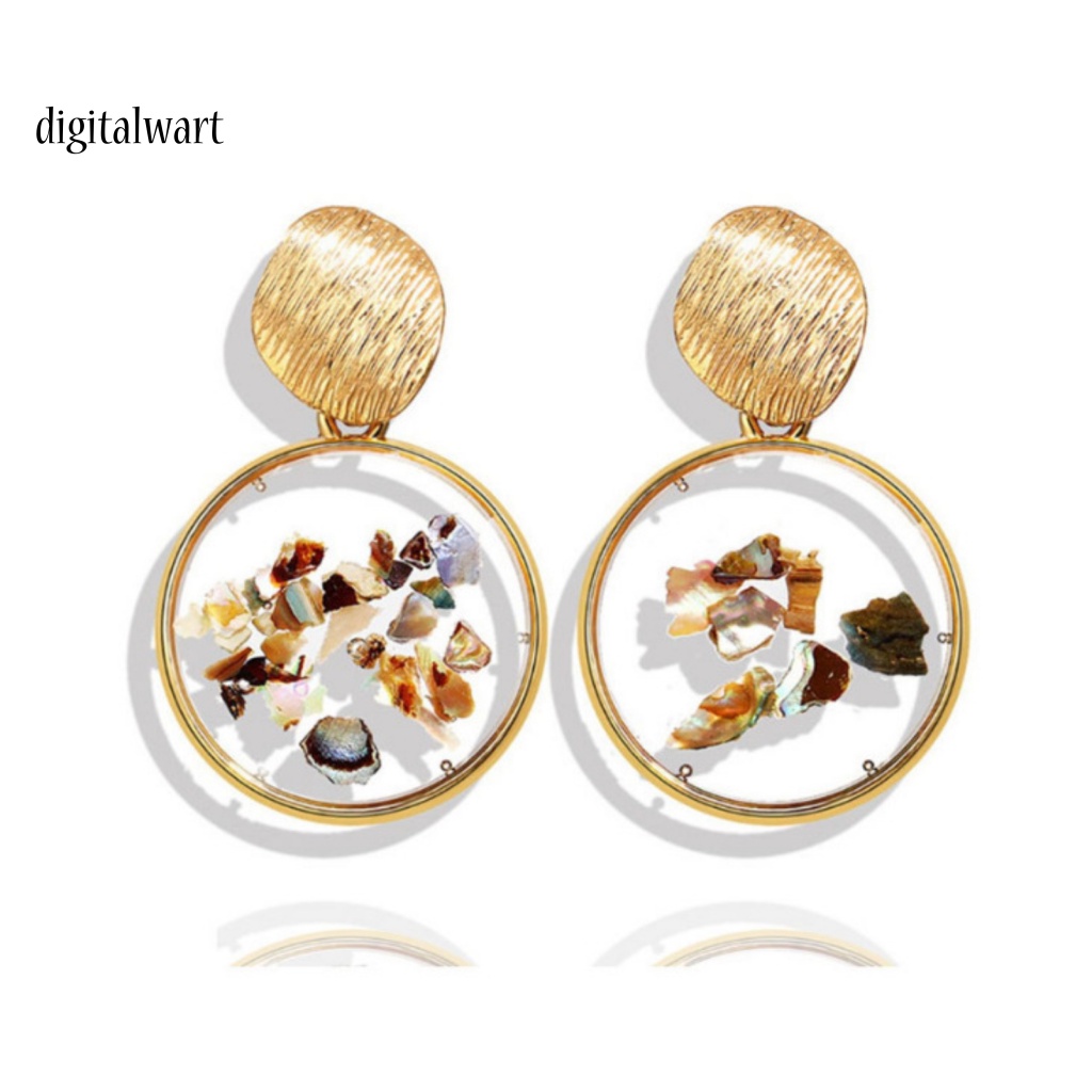 Kỹ Thuật Số| 2 Bông Tai Vỏ Sò Hình Vuông Bằng Hợp Kim Phong Cách Retro Dành Cho Nữ