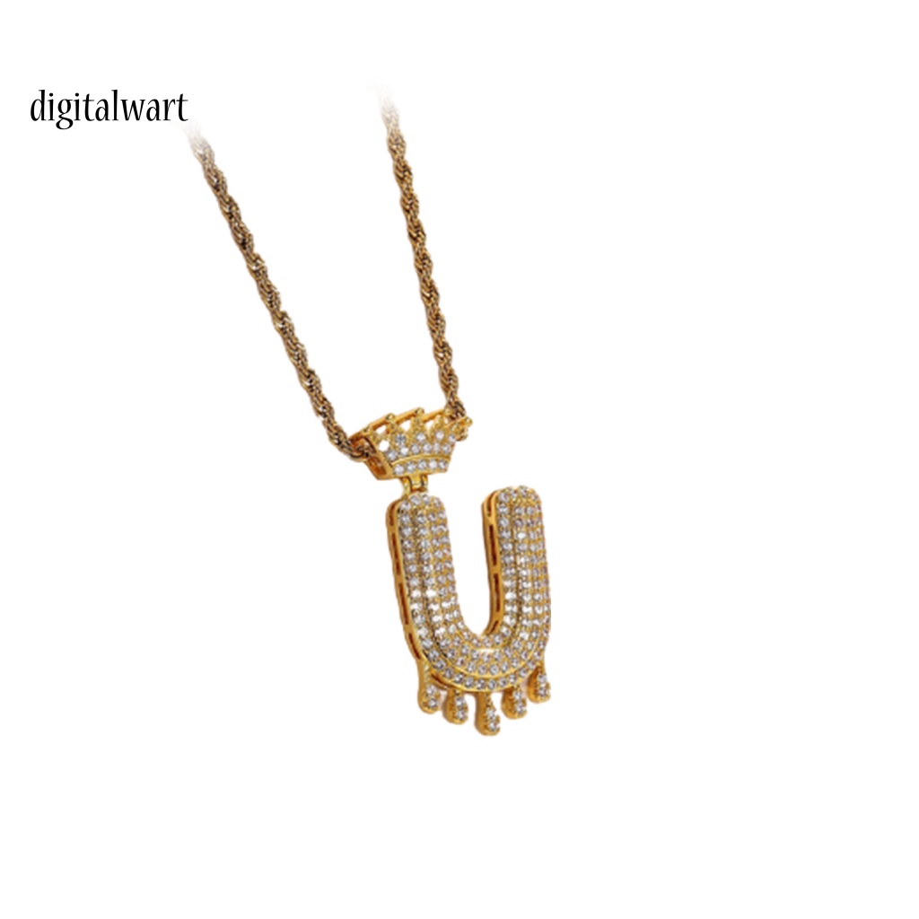 Kỹ Thuật Số| Vòng cổ Mạ Vàng 26 Chữ Cái Đính Đá Zircon Phong Cách Hip Hop