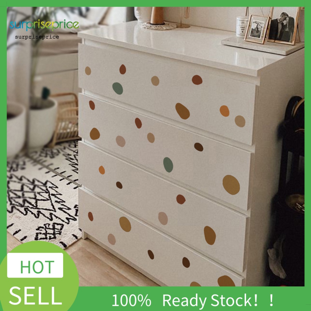 Set 6 Miếng Dán Tường Bằng PVC Tự Dính Họa Tiết Chấm Bi Phong Cách Bắc Âu