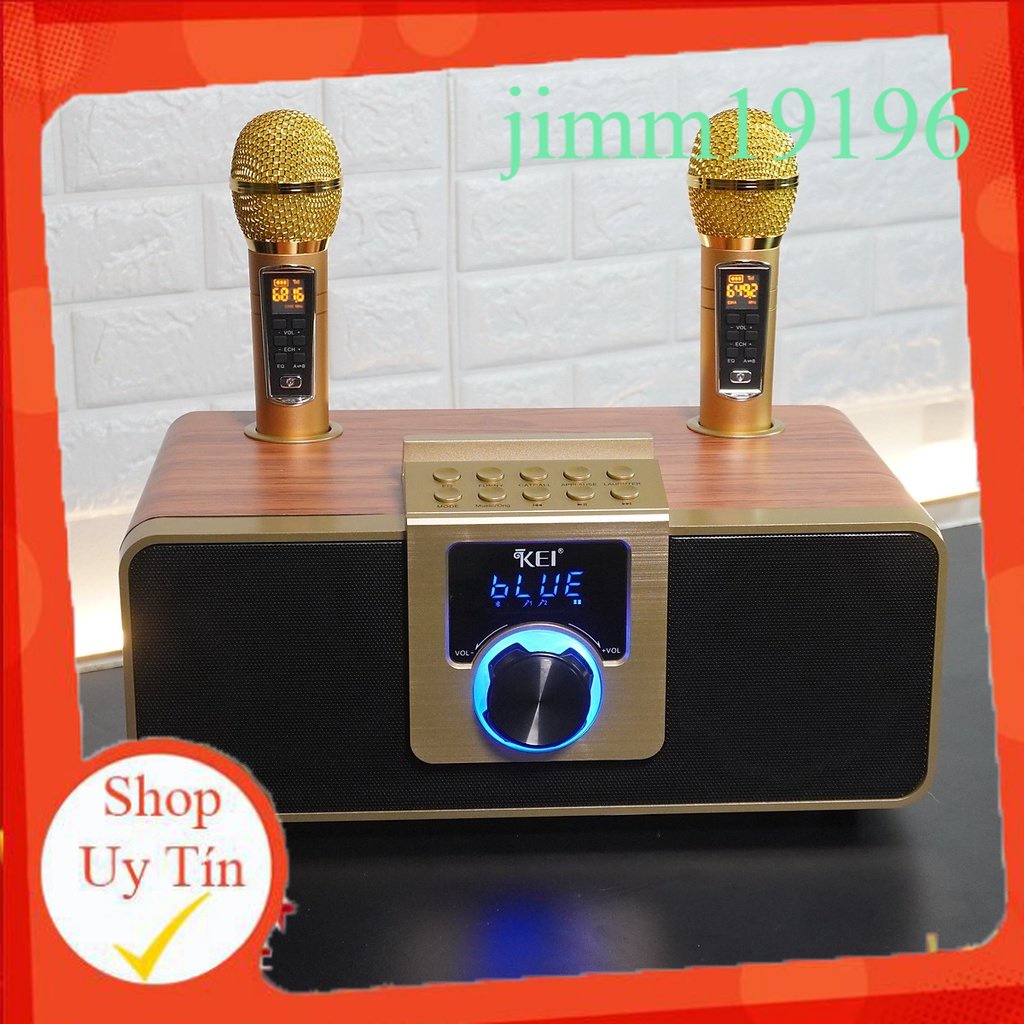 Loa karaoke bluetooth KEI K08 - Tặng kèm 2 micro không dây có màn hình LCD - Sạc pin cho micro ngay cty jummy