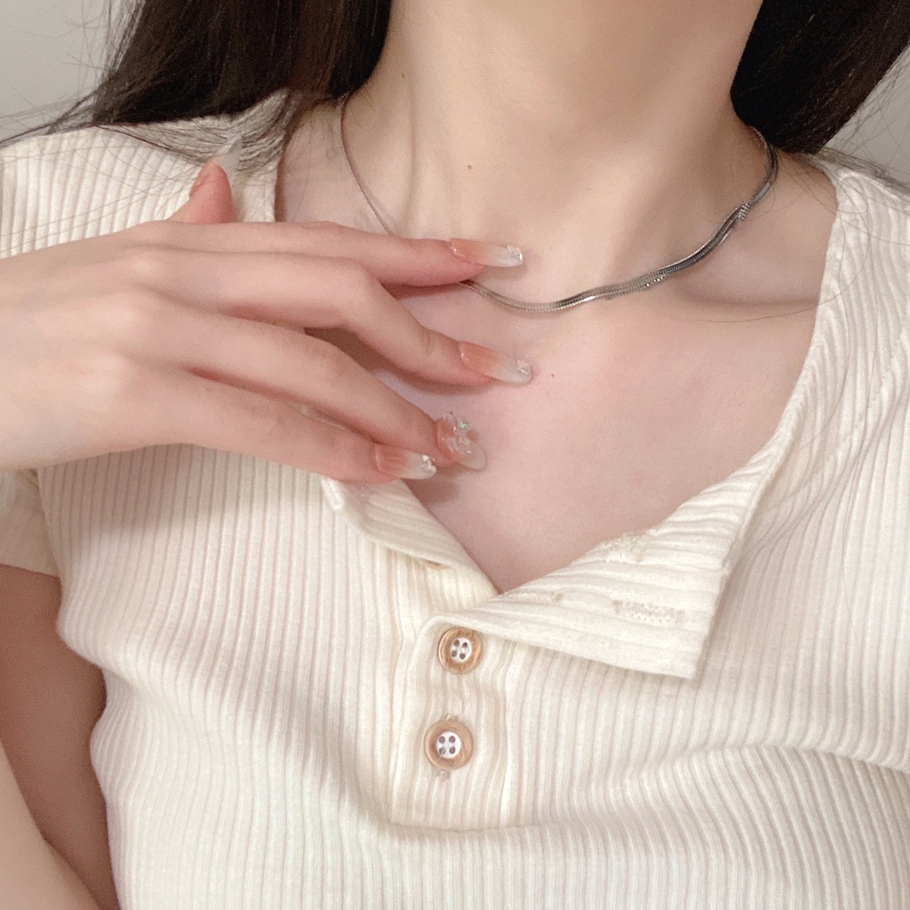 Vòng cổ Xương Rắn 3mm Bằng Thép Titan Đơn Giản Thời Trang Mùa Hè Cho Nam Và Nữ