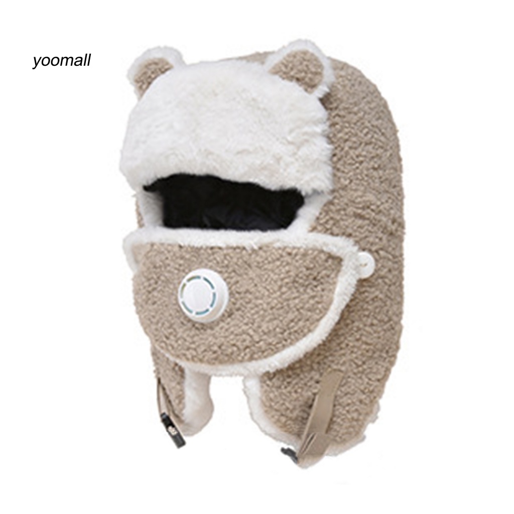 Mũ Lông Cừu Giả Che Mặt Giữ Ấm Chống Gió Mùa Đông Kèm Van Thở