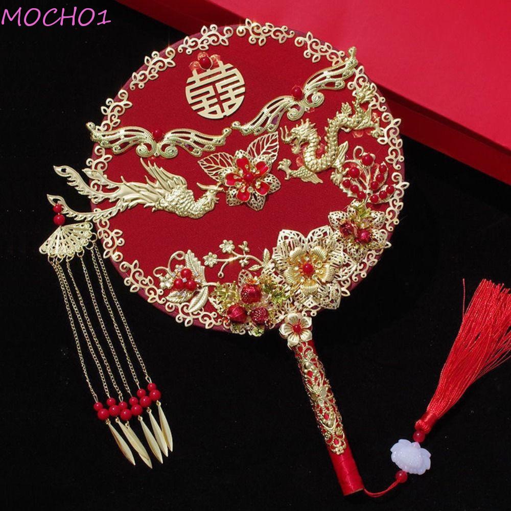 Mocho1 Quạt Cầm Tay Phong Cách Trung Hoa Cổ Điển Trong Mờ Kèm Mặt Dây Chuyền