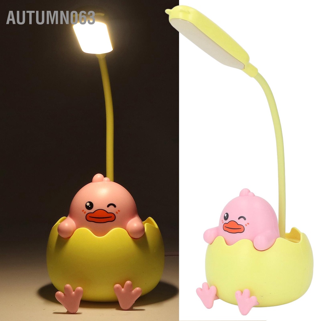 Autumn063 Đèn Trẻ Em Dễ Thương Có Giá Đỡ Bút Hình Dáng Sạc USB Bảo Vệ Mắt LED Để Bàn Cổ Thể Điều Chỉnh Được