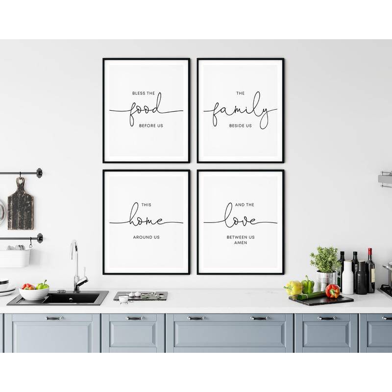Tranh Vải Bạt Treo Tường In Hình Bless The Food Before Us Trang Trí Nhà Bếp / Nông Trại