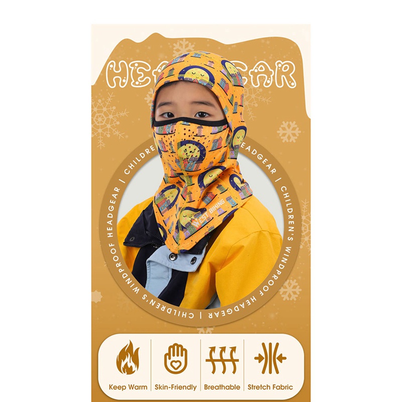 Khăn Choàng Cổ Thể Thao Che Phủ Mặt Giữ Ấm Màu Vàng Cho Trẻ Em