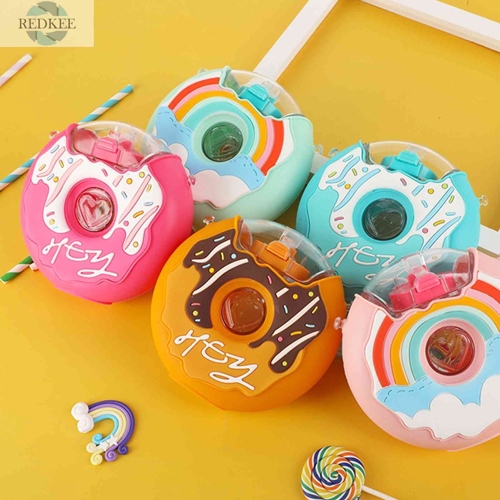Bình Nước Nhựa 380ml Hình Bánh Donut Dễ Thương