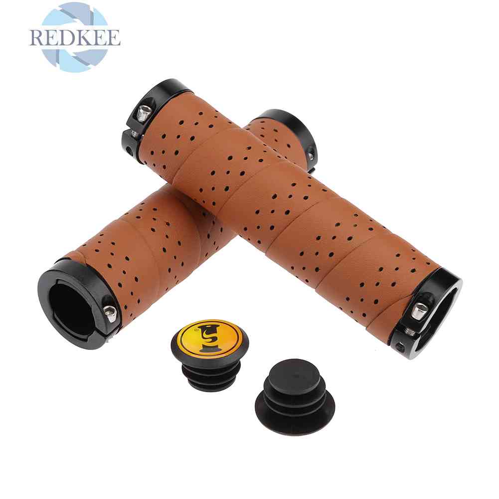 Set 2 Bọc Tay Lái Xe Đạp Bằng Da Chống Trượt Phong Cách Vintage