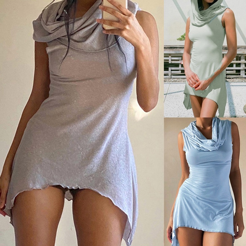 Đầm Mini Nữ Cổ Lọ Nhấn Eo Cao In Hoa Thời Trang