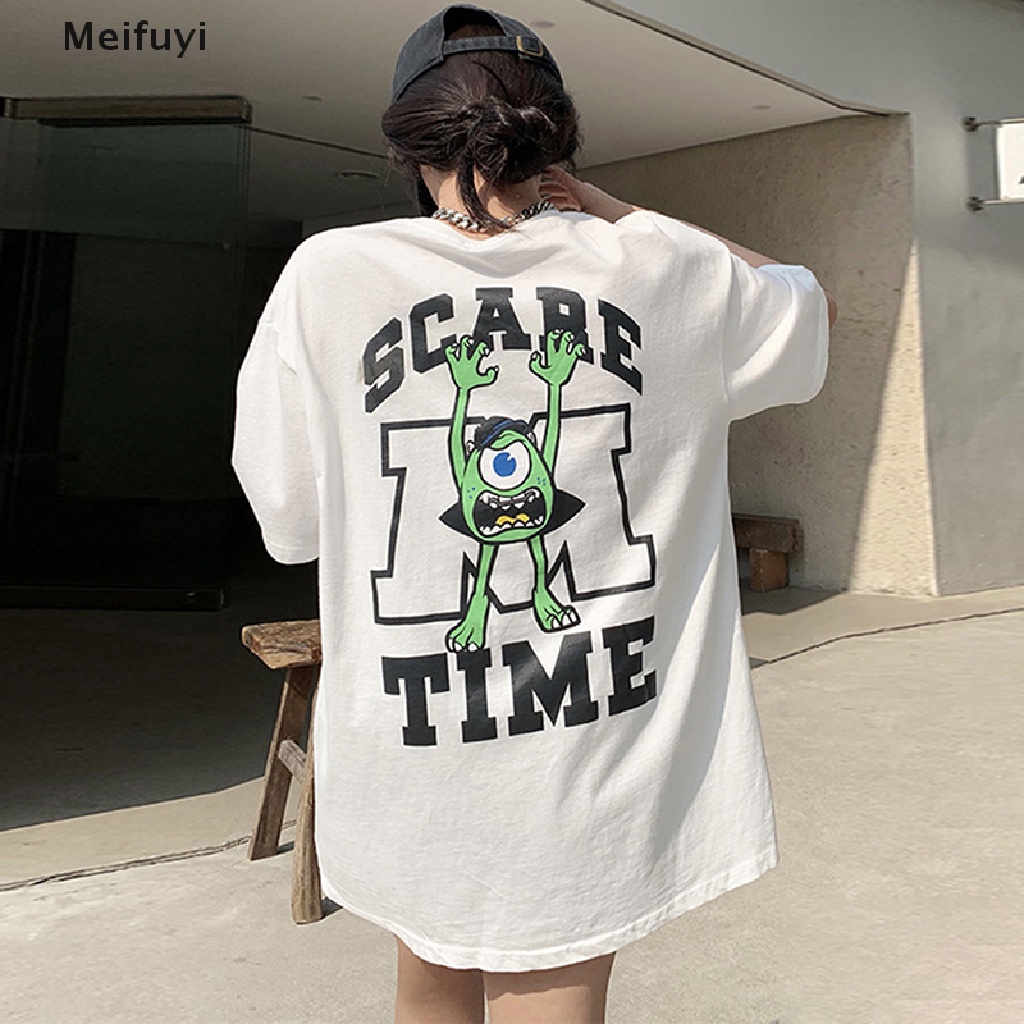 Áo Thun Tay Ngắn Cổ Tròn Dáng Rộng In Họa Tiết Hoạt Hình Thời Trang Mùa Hè Cho Nữ