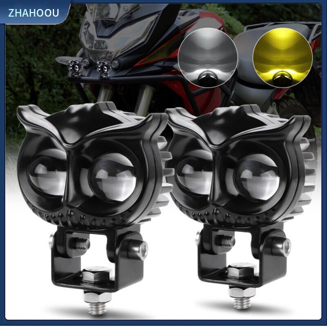 ☃Nhà Cửa☃ Set 2 Đèn Pha Led Chiếu Sương Mù Hai Màu Sắc Hình Chim Cú Dành Cho Xe Mô Tô