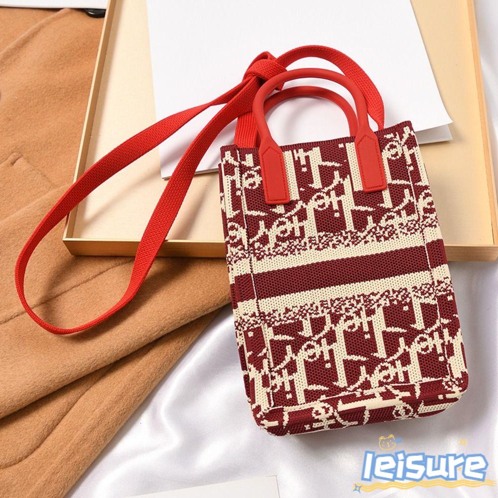 Túi Đeo Chéo Vai Họa Tiết Hình Học Thắt Nút Thủ Công Màu Sắc Giản Dị