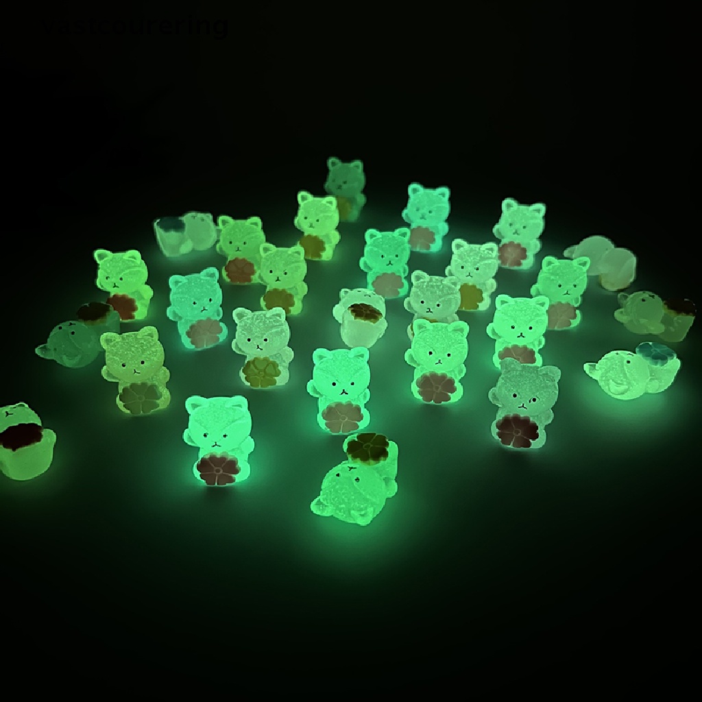 Bộ 2 Tượng Cáo Dạ Quang Bằng Nhựa Resin Dễ Thương Dùng Trang Trí Tiểu Cảnh