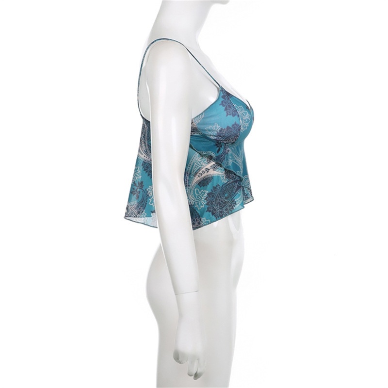 Áo Croptop Hai Dây Cổ Chữ V Họa Tiết Hoa Thời Trang Mùa Hè Cho Nữ