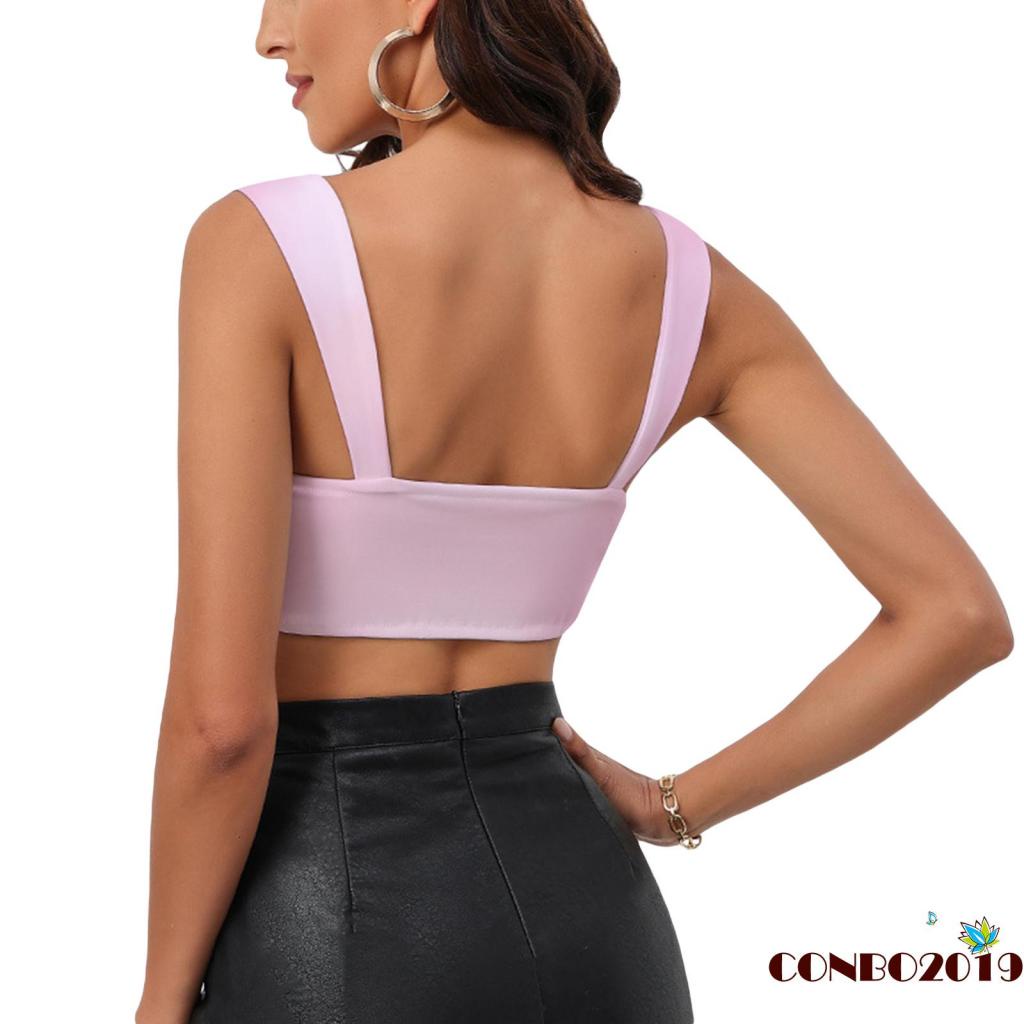 Áo Crop Top Không Tay Cổ Chữ V Phối Ren Thời Trang Mùa Hè Cho Nữ