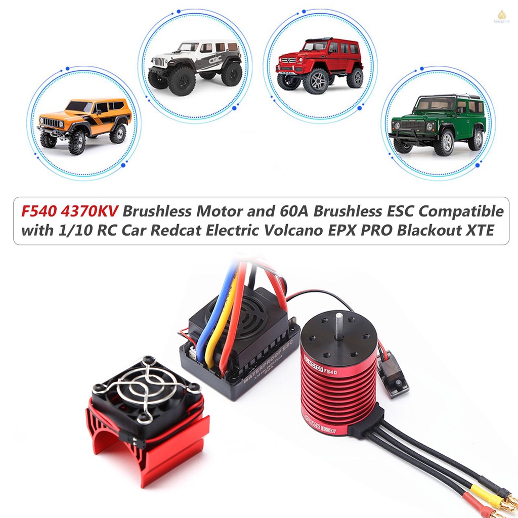Động Cơ Không Chổi Than F540 4370KV 4 Cực Kèm Tản Nhiệt Và ESC Không Chổi Than 60A Phích Cắm Chữ T Tỉ Lệ 1 / 10 Cho Xe Điều Khiển Từ
