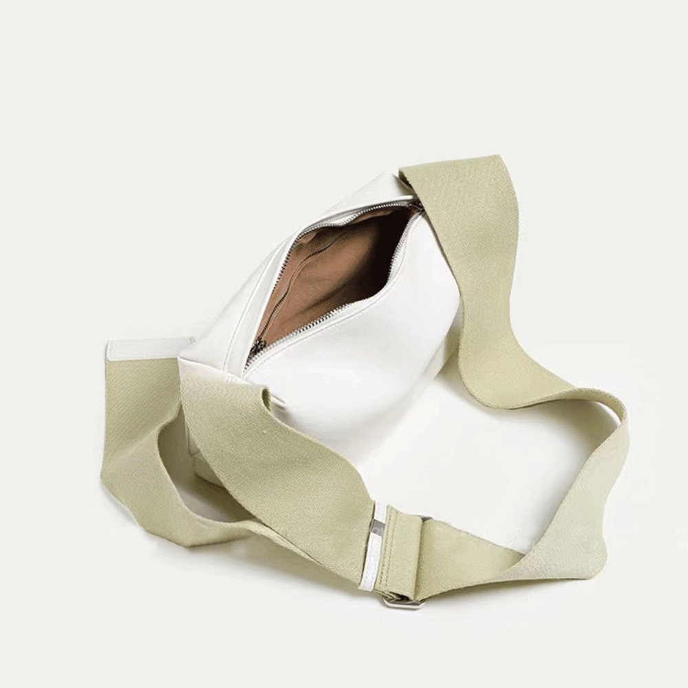 Túi Đeo Chéo Da PU Phối Vải Canvas Mềm Dây Bản Rộng Màu Sắc Tương Phản Thời Trang Mùa Hè Cho Nữ