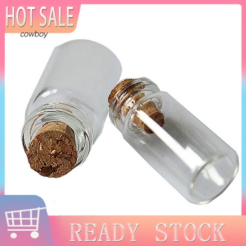 Phụ Kiện Trang Trí Hình Bò Sữa Dễ Thương| Set 10 Lọ Điều Ước Mini Bằng Thủy Tinh Trong Suốt Có Nút Bần Dễ Thương