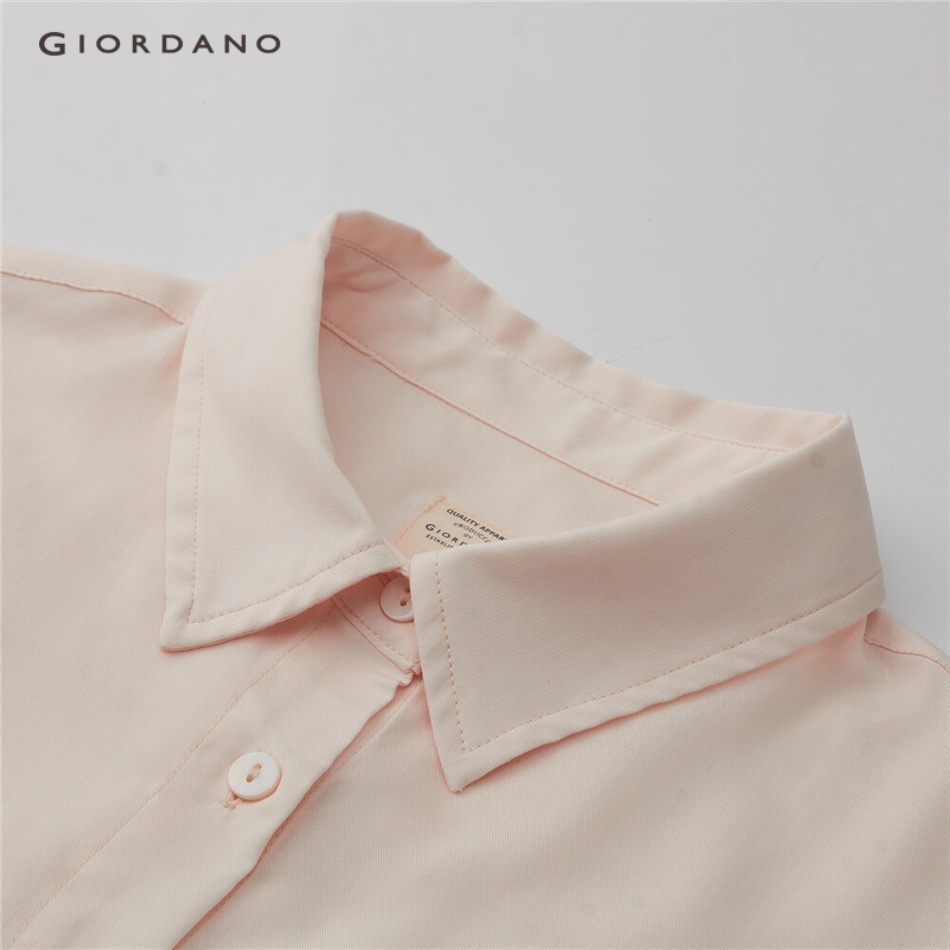 GIORDANO WOMEN Single pocket short sleeve tencel shirt 05343471