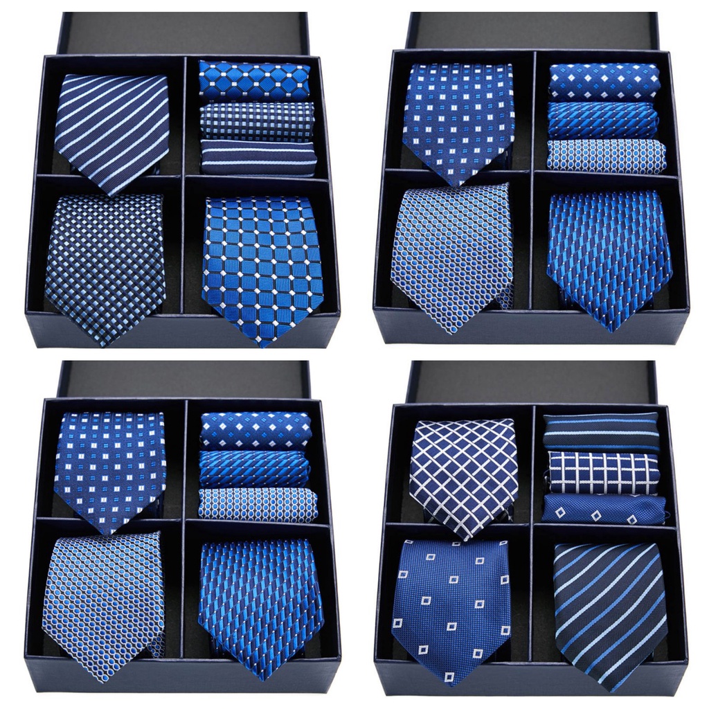 Cà Vạt + Khăn Tay + Hộp Quà Thời Trang Công Sở Lịch Lãm Cho Nam