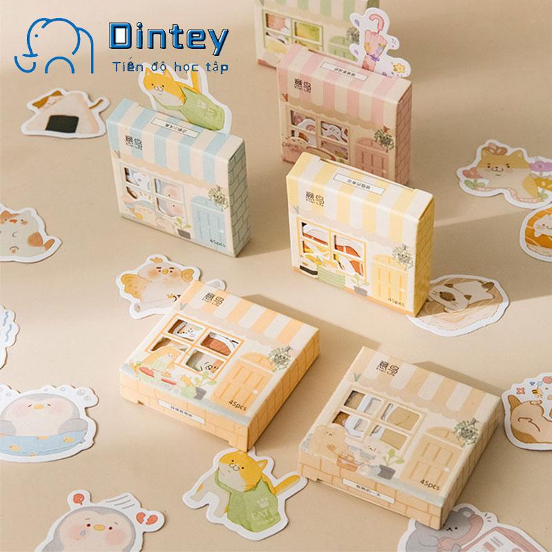 🍟mujicici🍟Sticker Hộp 45 Miếng Dán Trang Trí Nhật Ký Sổ Hàn Quốc Cute
