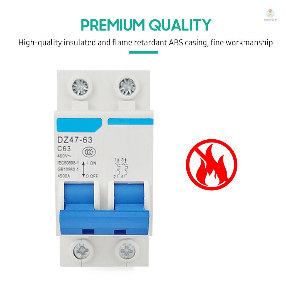 Cầu Dao 2 Cực 400V DZ47-63 Chuyên Dụng Chất Lượng Cao