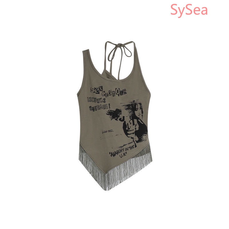 Áo Hai Dây Phối Tua Rua Phong Cách Retro Mỹ