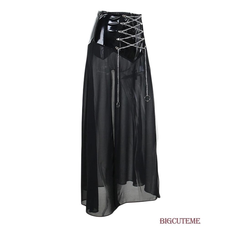 [] - Chân Váy Lưới Dáng Dài Phối Dây Xích Đan Chéo Màu Đen Phong Cách Gothic Thời Trang Mùa Hè Dành Cho Bạn Nữ Mặc Khi Nhảy Múa Sân Khấu