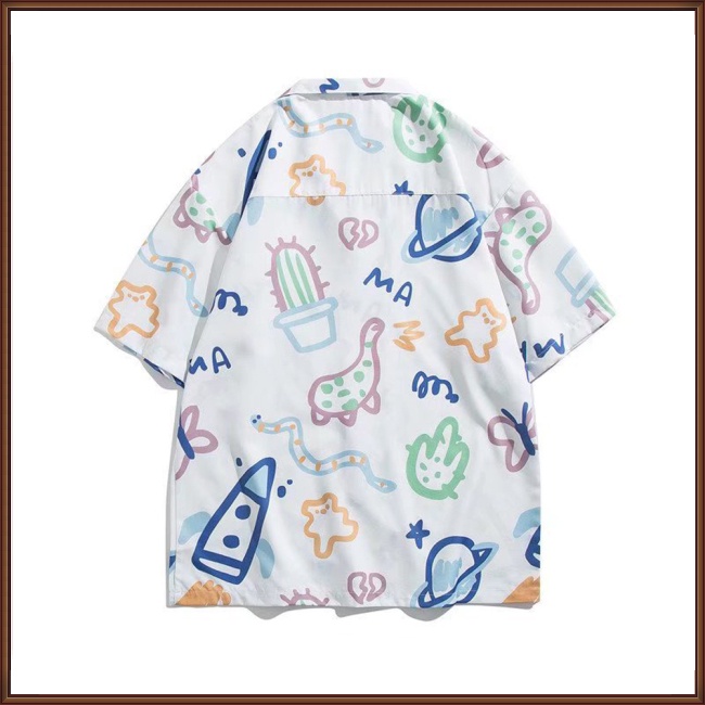 Áo Thun Tay Lỡ Dáng Rộng Thoáng Khí In Hoạt Hình Thời Trang Hè Cá Tính Cho Nam