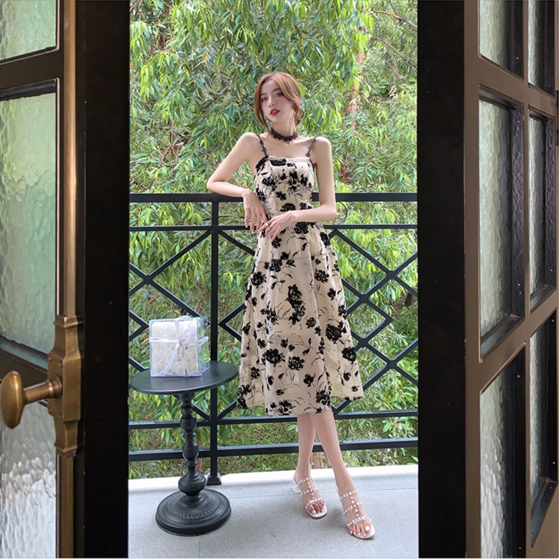 Đầm Hai Dây In Hoa Gợi Cảm Thời Trang Mùa Hè Kiểu Pháp Mới Cho Bạn Gái