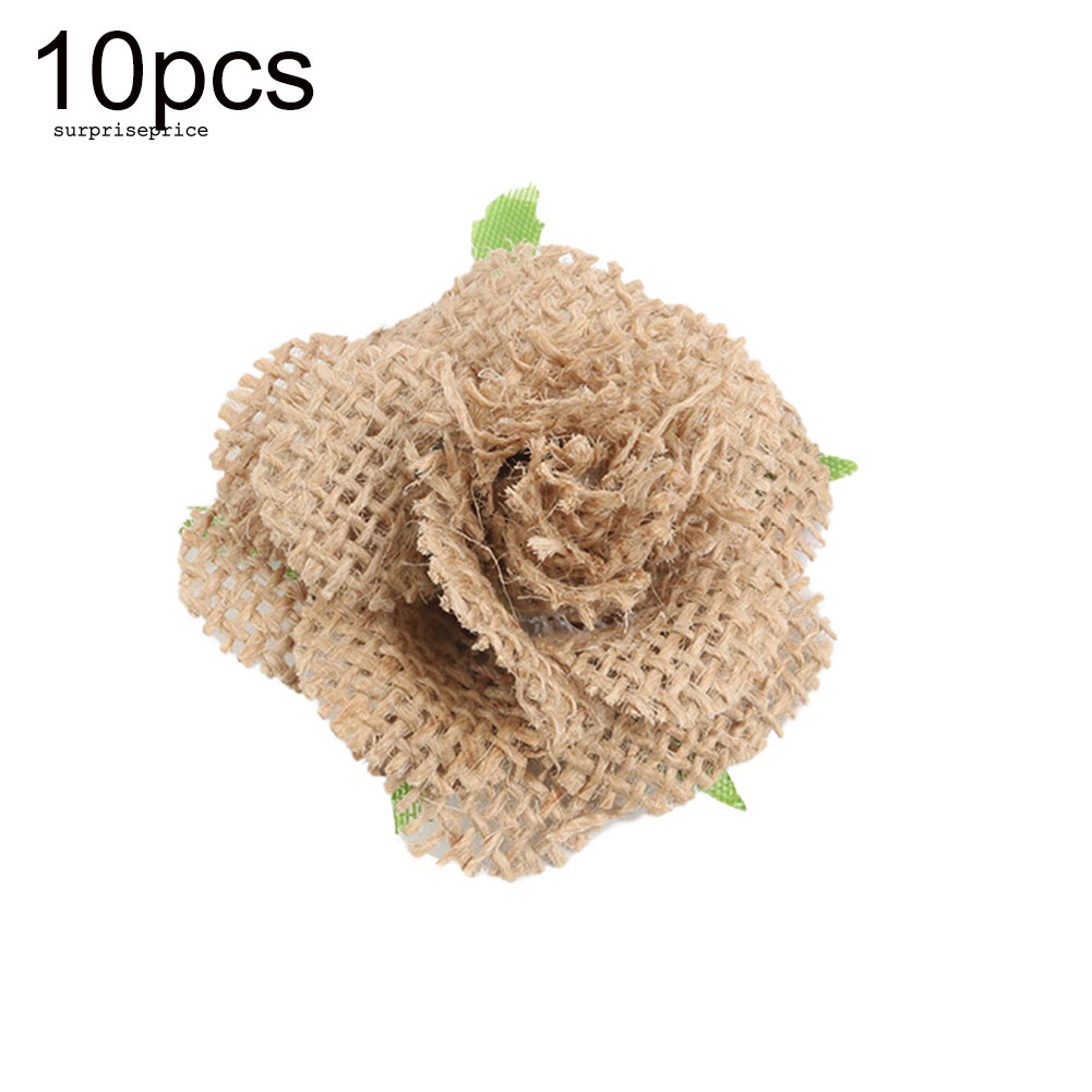 Set 10 Hoa Hồng Bằng Vải Bố Dùng Trang Trí Tiệc Cưới / Giáng Sinh DIY