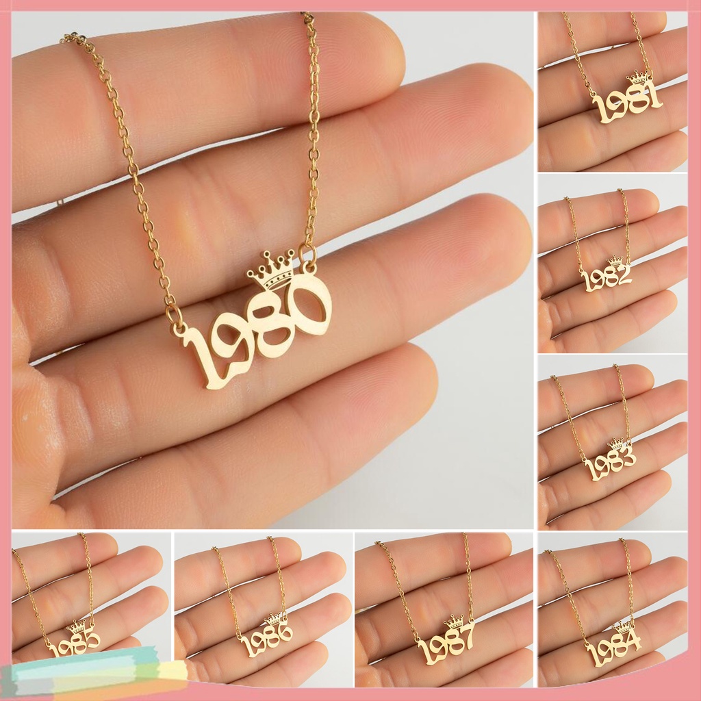 Vòng cổ Hợp Kim Không Gỉ 1980-1999 Có In Chữ Số Xinh Xắn Cho Nữ