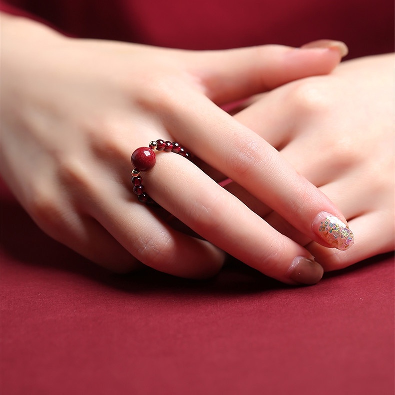 Nhẫn Pha Lê Tự Nhiên May Mắn Thiết Kế Tinh Thể Dâu Tây Thạch Anh Tím Chuyển Năng Lượng Cho Nữ