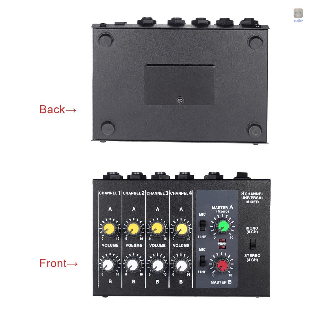 Máy Trộn Âm Thanh Mono / Stereo 8 Kênh Kèm Bộ Chuyển Đổi Nguồn