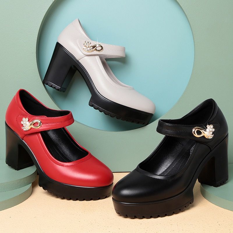 Giày Cao Gót Đế Dày Mũi Tròn Thoải Mái Thời Trang Công Sở Cho Nữ
