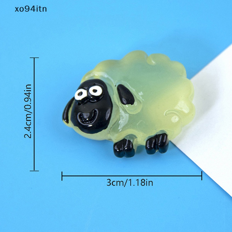 Set 5 Chú Cừu Hoạt Hình Mini Bằng Nhựa Resin Phát Sáng Trang Trí Vườn Nhà Crafg