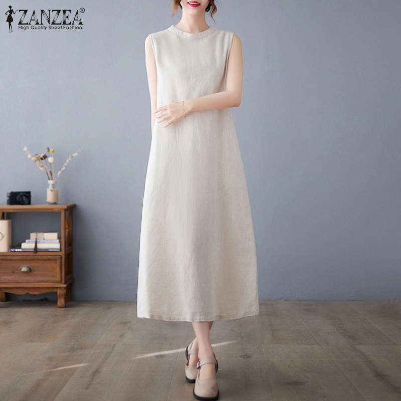 Đầm Dài Không Tay Cổ Tròn Thời Trang Cho Nữ