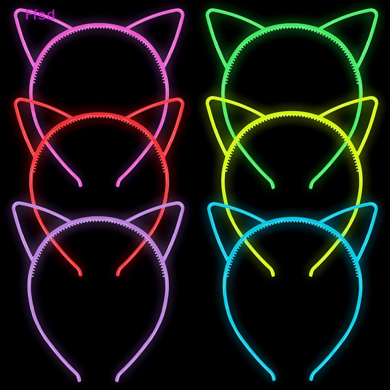 {Ffsd} Băng Đô Tai Mèo Dạ Quang Phát Sáng Trong Bóng Tối Phụ Kiện Tiệc Sinh Nhật Cho Bé Gái * Bán Chạy