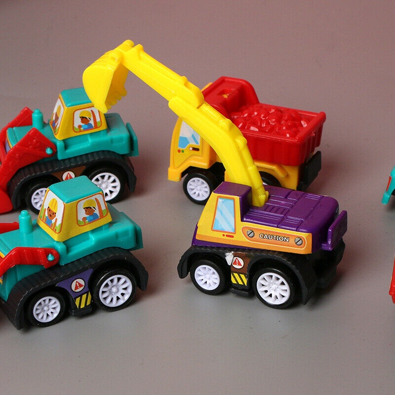 Bộ 6 Mô Hình Xe Cứu Hỏa Đồ Chơi Mini Dạng Kéo Lưng Xe Xây Dựng Cho Bé Trai