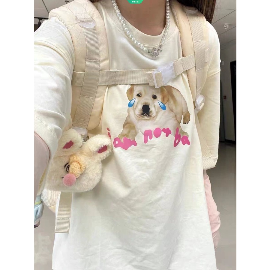 Áo Thun Tay Ngắn Dáng Rộng In Họa Tiết Chú Cún Thời Trang Mùa Hè Hàn Quốc Mới 2023