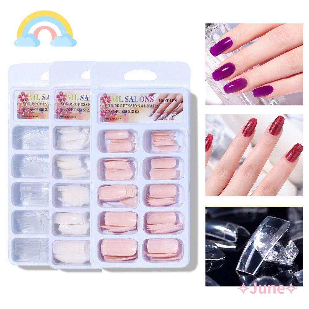 [Hàng mới về] Set 100 móng tay giả bằng nhựa abs trong suốt hình vuông 10 kích thước