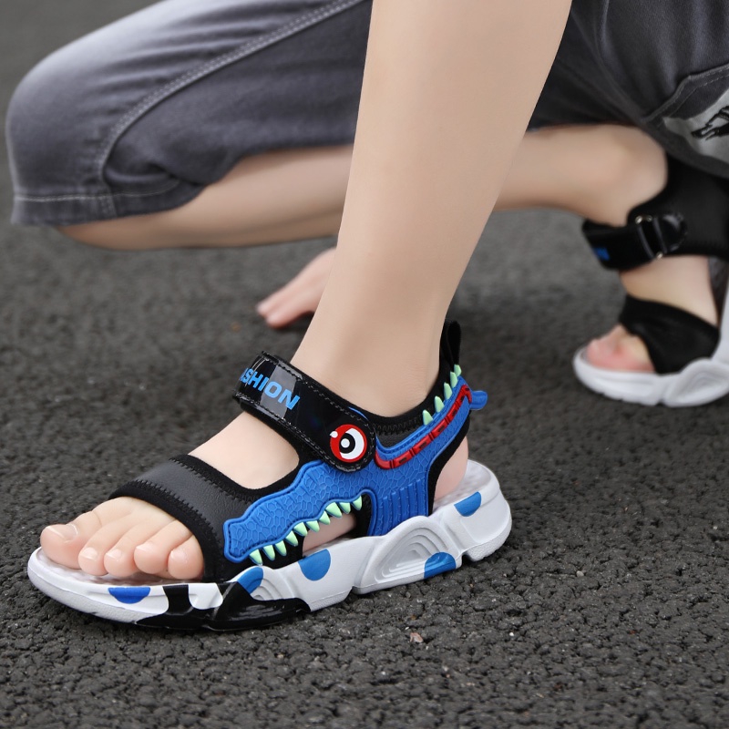 Xăng đan Thể Thao Đế Mềm Thoáng Khí Chống Trượt Hình Khủng Long Cho Bé Trai