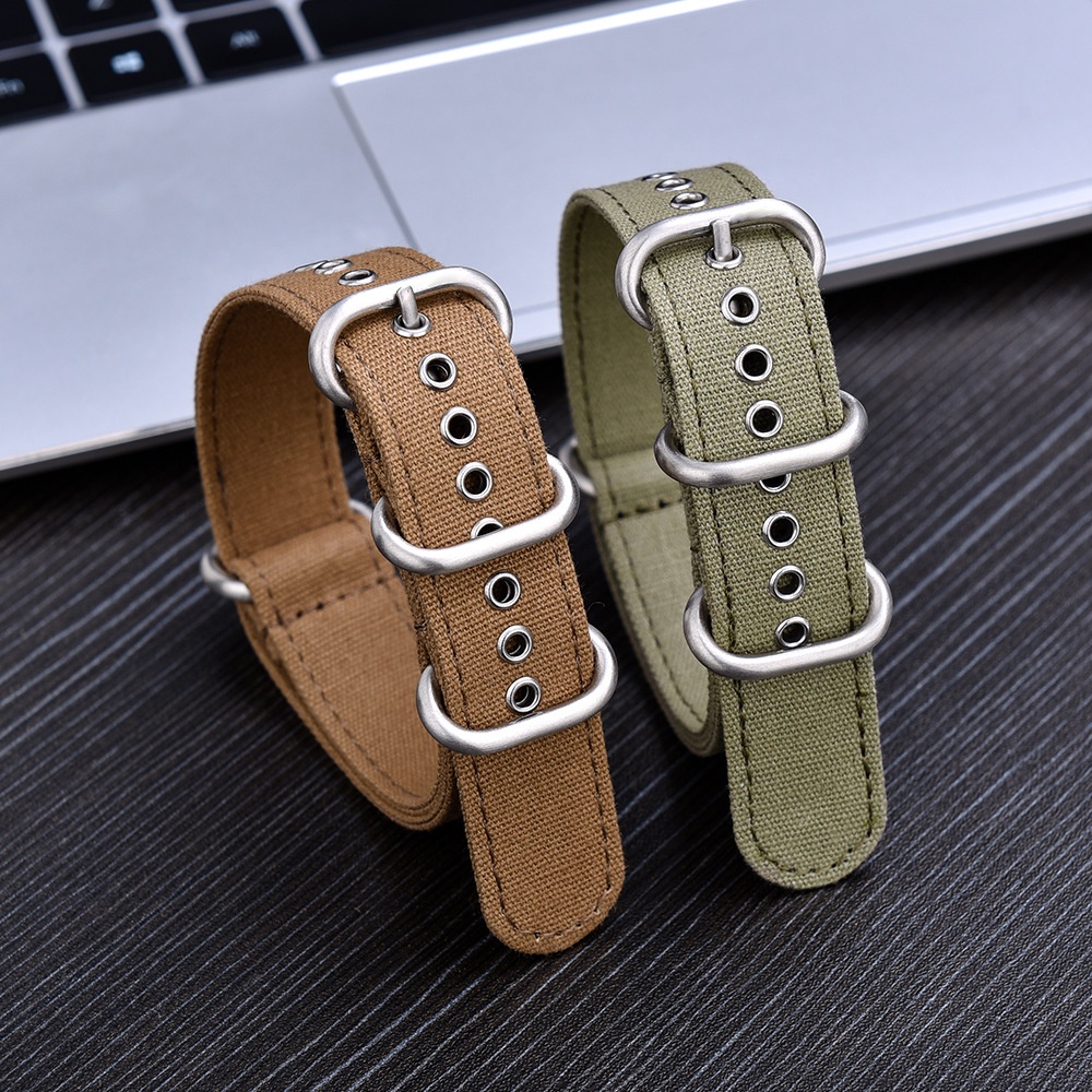 Dây Đeo Đồng Hồ Bằng Vải Canvas Nylon 18mm 20mm 22mm Phong Cách Quân Đội ZULU Dành Cho Nam Nữ