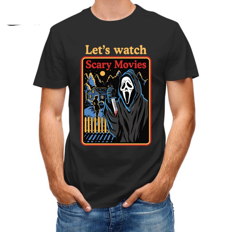 Áo Thun Tay Ngắn In Hình Lets Watch Scary Movie Scream Halloween Thời Trang Mùa Hè Thoáng Khí Thoải Mái Cho Nam
